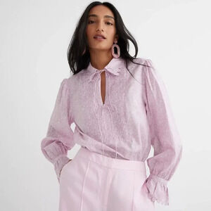 J Crew Scalloped Popover Top Liberty Flower Market Fabric Pink Floral Big Collar